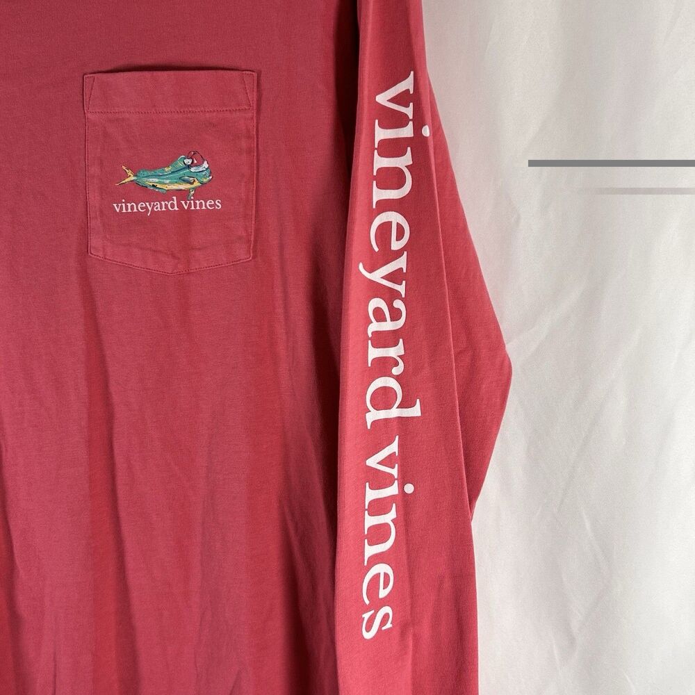 Vineyard Vines Shirt Men's Medium Coral Long Sleeve Mahi Christmas Crew Neck — image 4 of 8